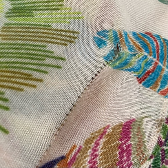 JC Sunny Printed Feather Woven 100% Lightweight Kimono Multicolor Sz One Size - Picture 6 of 7